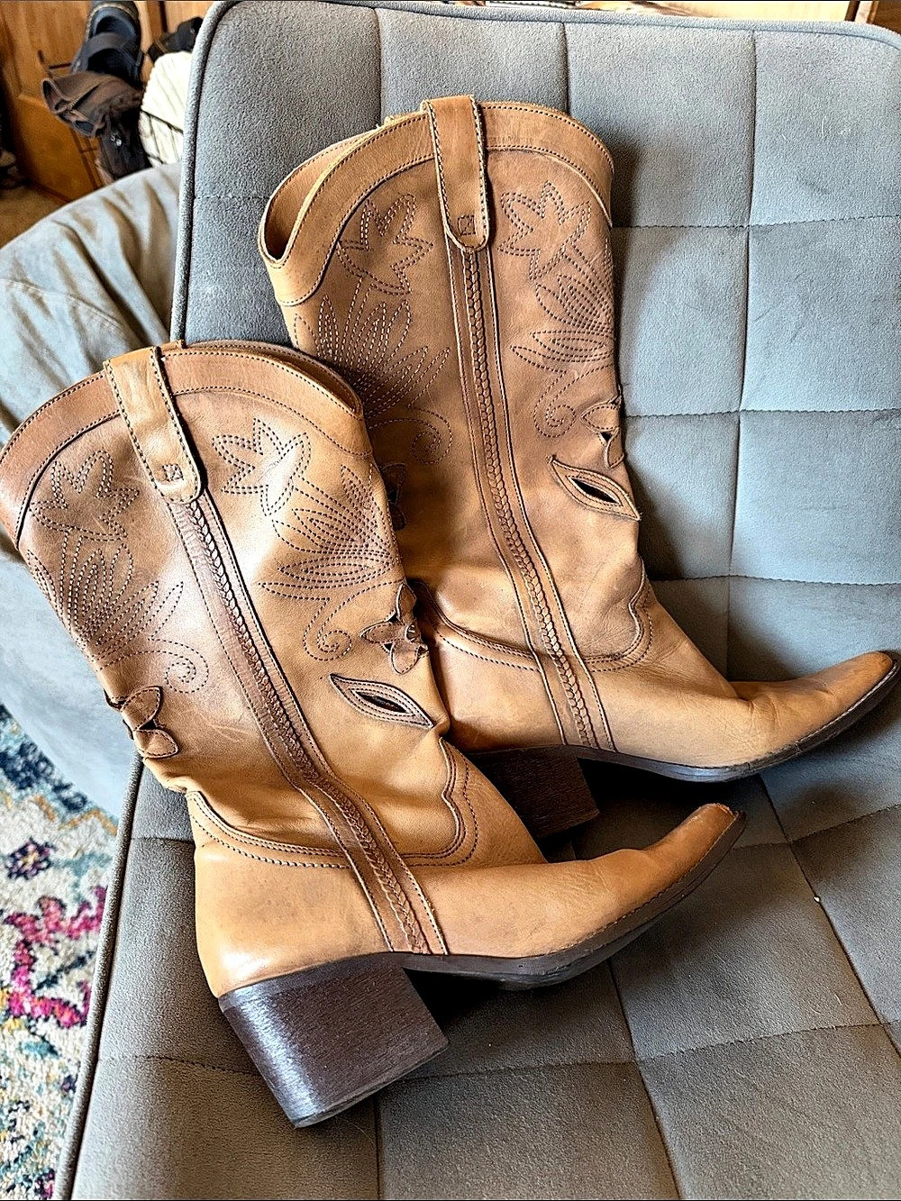 Leather Western Heeled Boots US 7.5M